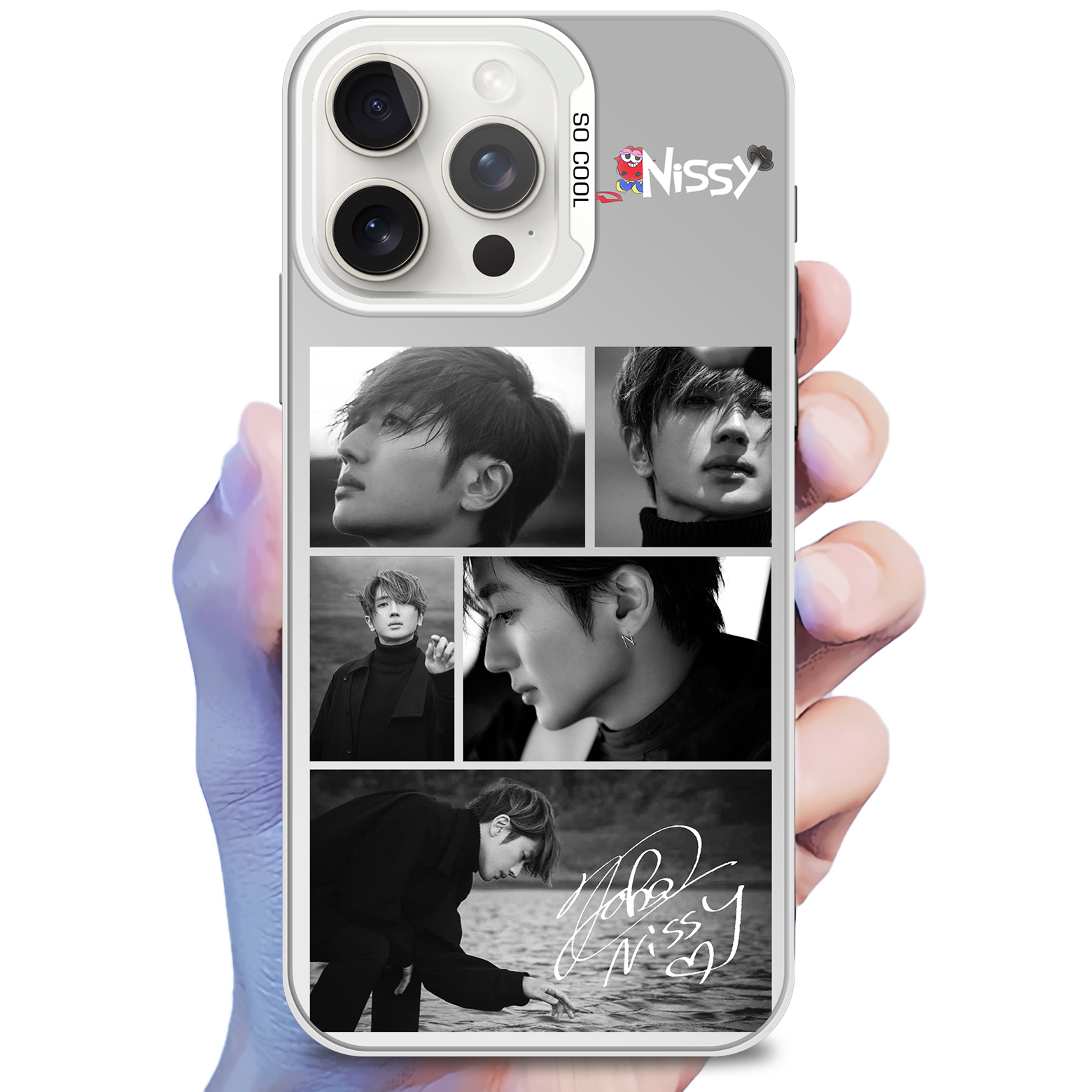 レーザーグラデーションスマートフォンケース-銀【Nissy西島隆弘】-B