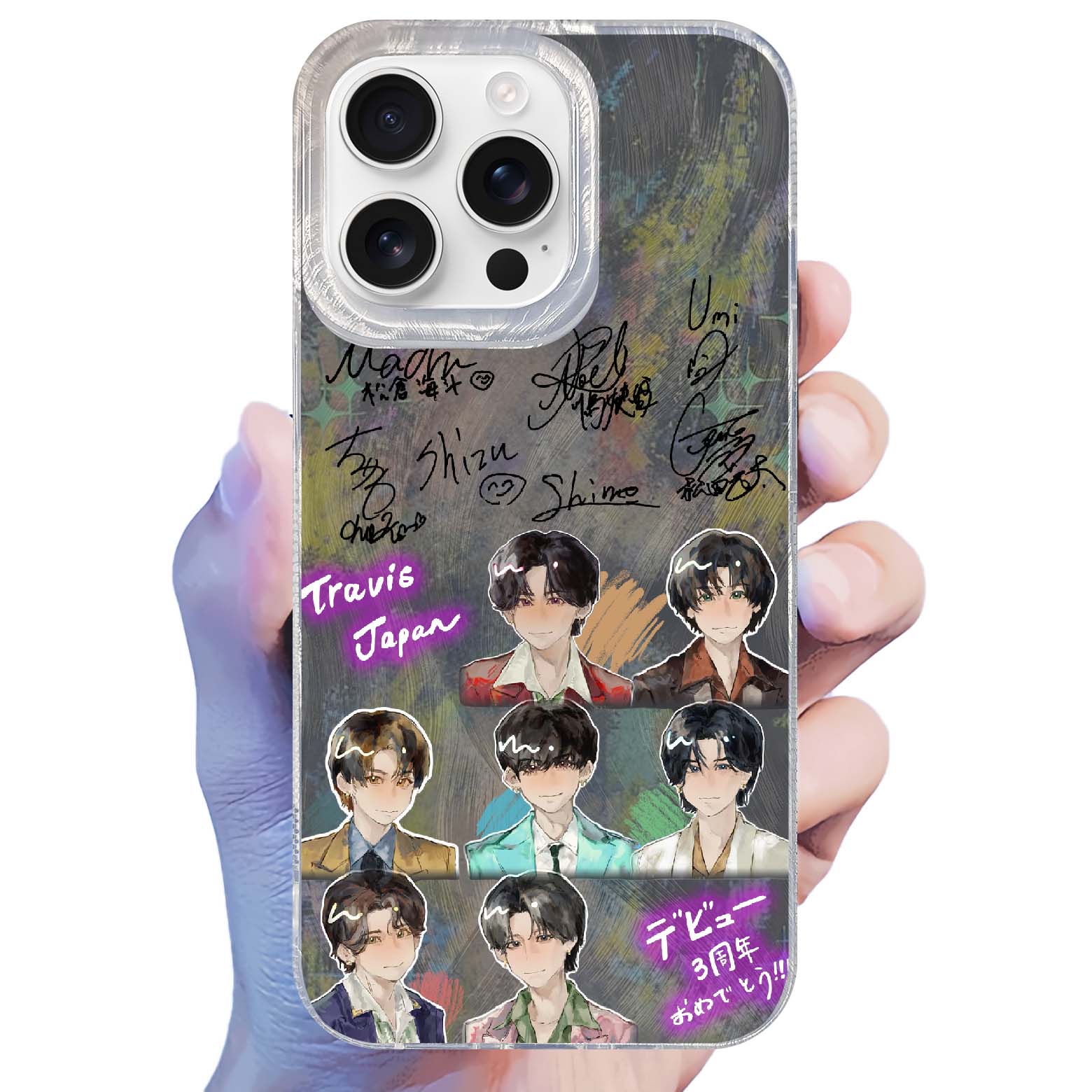 フェザーテクスチャーレーザーグラデーションスマートフォンケース【Travis Japan】