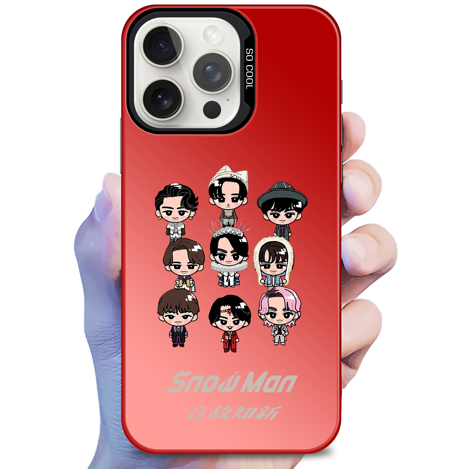 レーザーグラデーションスマートフォンケース-赤【Snow Man / MENT RECORDING】