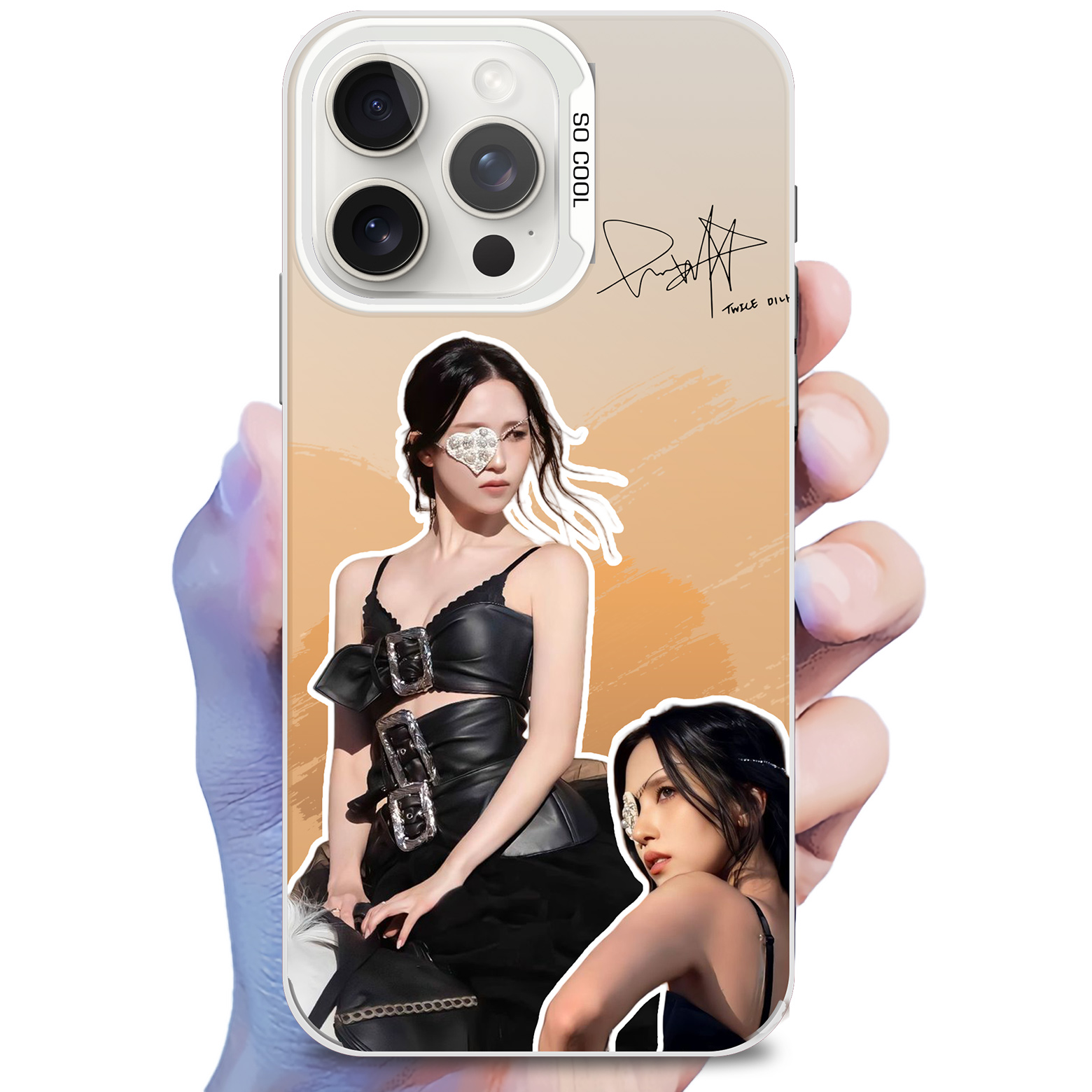 レーザーグラデーションスマートフォンケース-銀【MINA/MISAMO/TWICE】