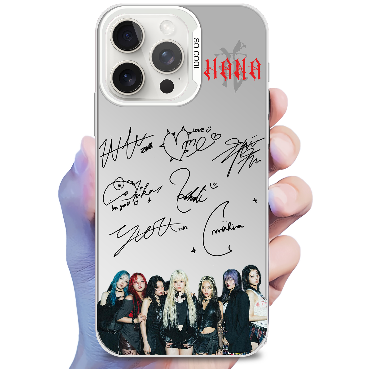 レーザーグラデーションスマートフォンケース-銀【HANA/My Body】