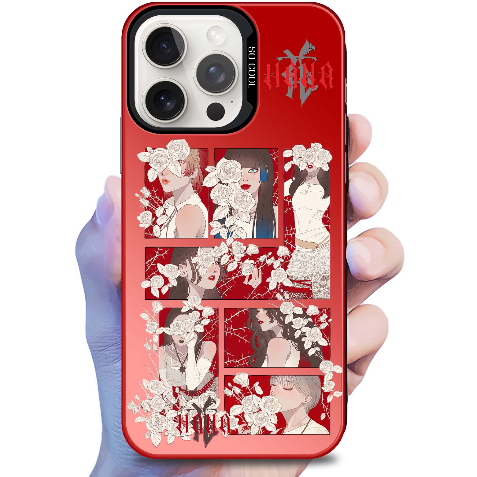 レーザーグラデーションスマートフォンケース-赤【HANA/My Body】