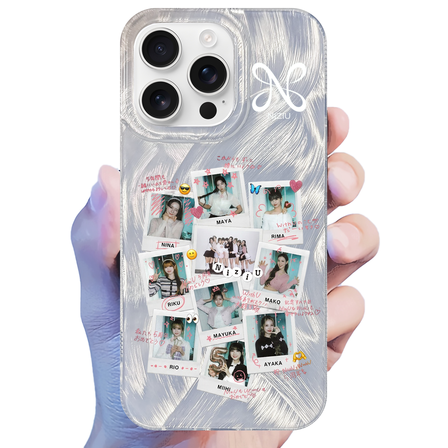 フェザーテクスチャーレーザーグラデーションスマートフォンケース【NiziU】