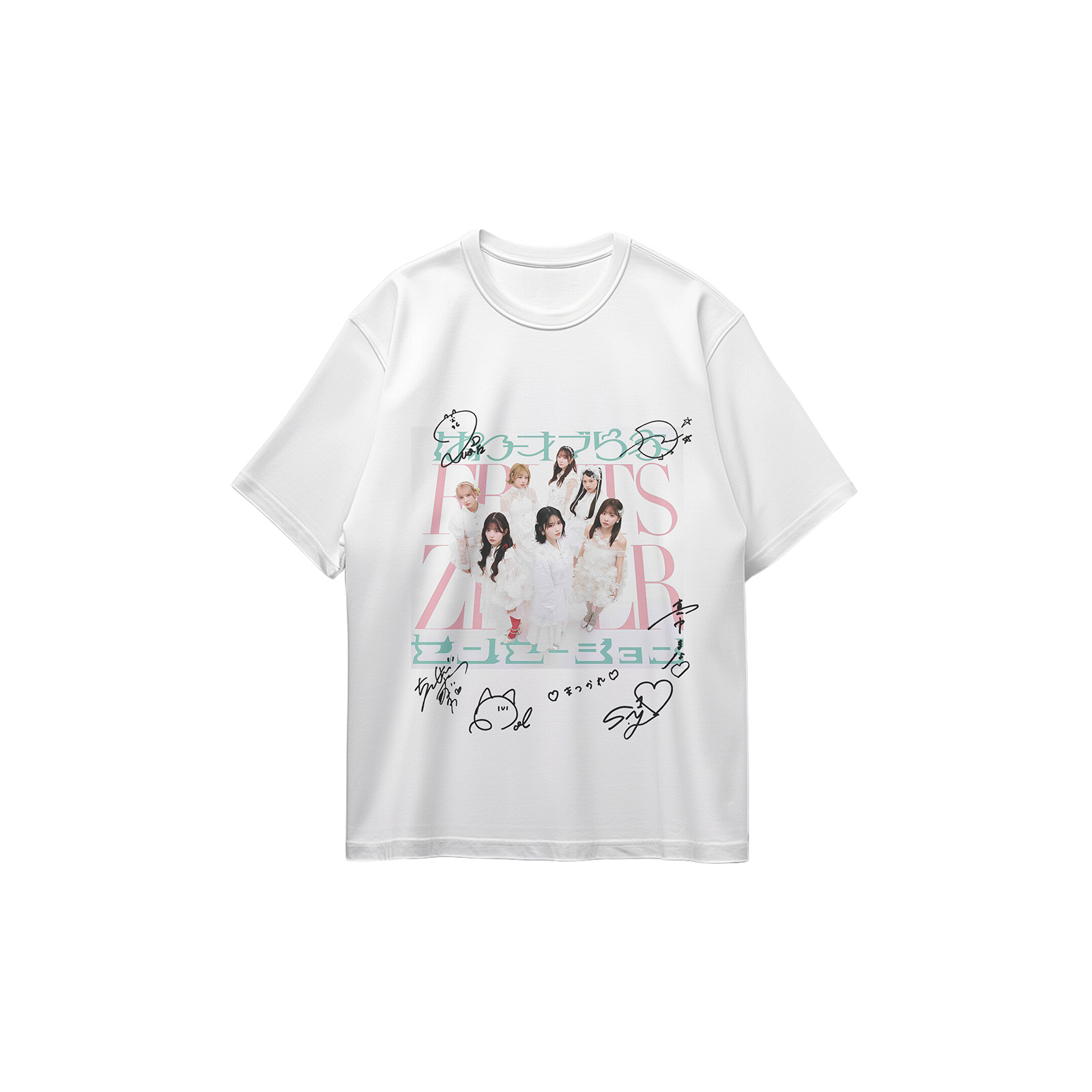 コットン プリント 応援Tシャツ-白【FRUITS ZIPPER/Power of Love】