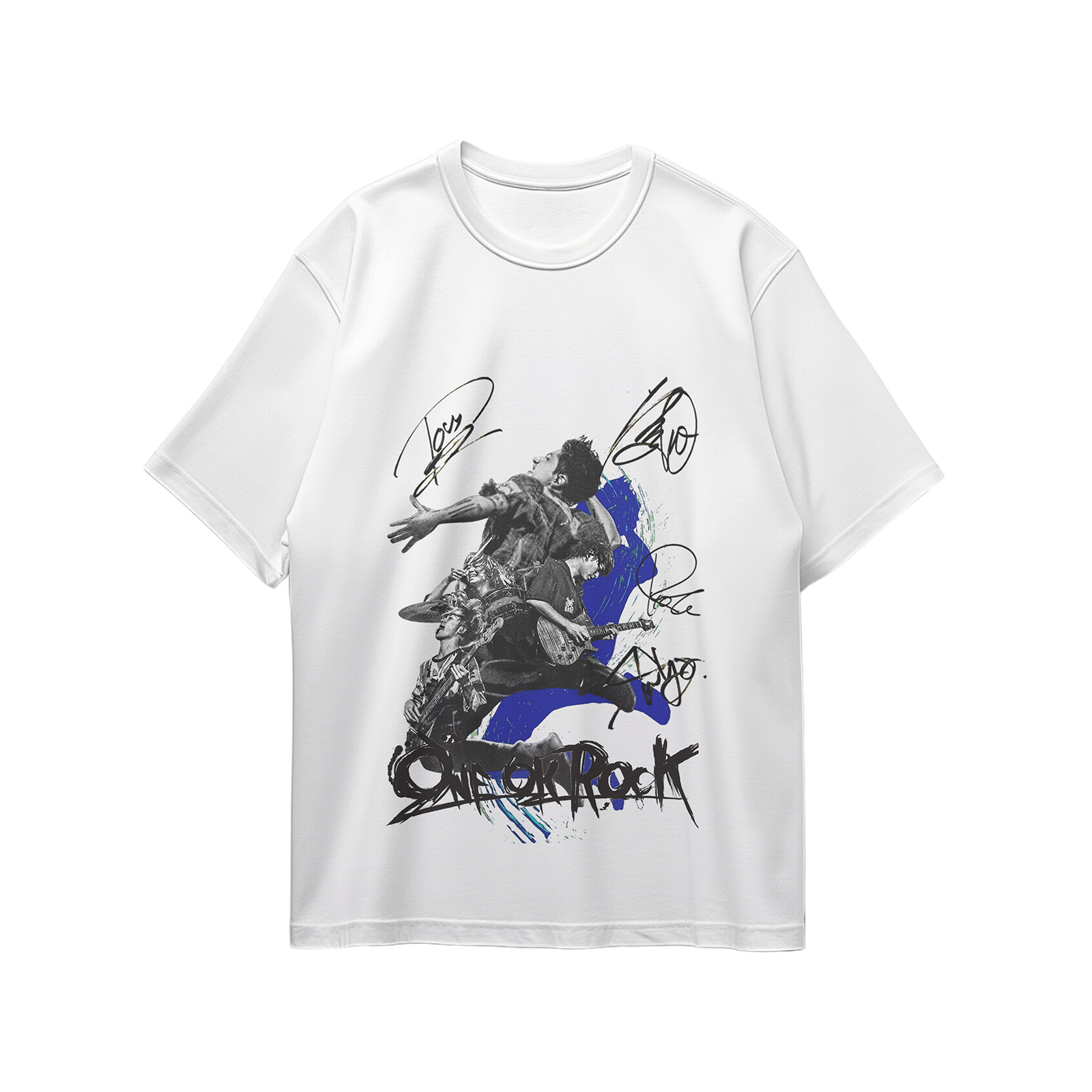 コットン プリント 応援Tシャツ-白【ONE OK ROCK】