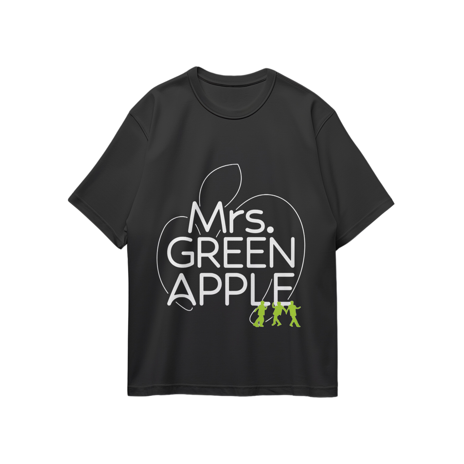 コットン プリント 応援Tシャツ-黒【MrsGREENAPPLE】