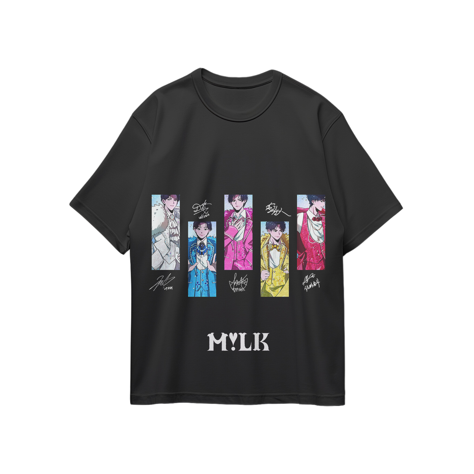 コットン プリント 応援Tシャツ-黒【M!LK/好きすぎて滅!】