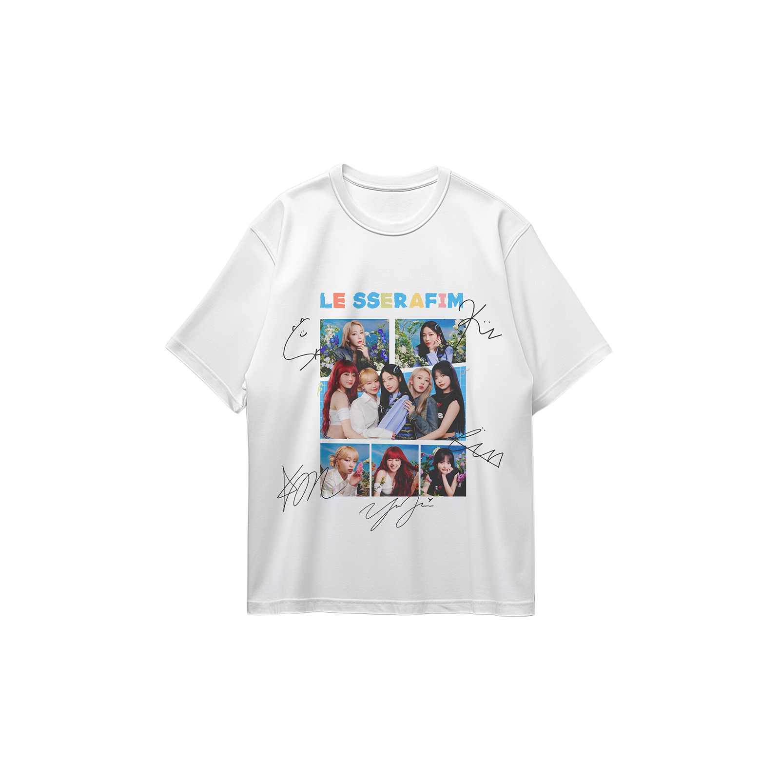 コットン プリント 応援Tシャツ-白【LE SSERAFIM】