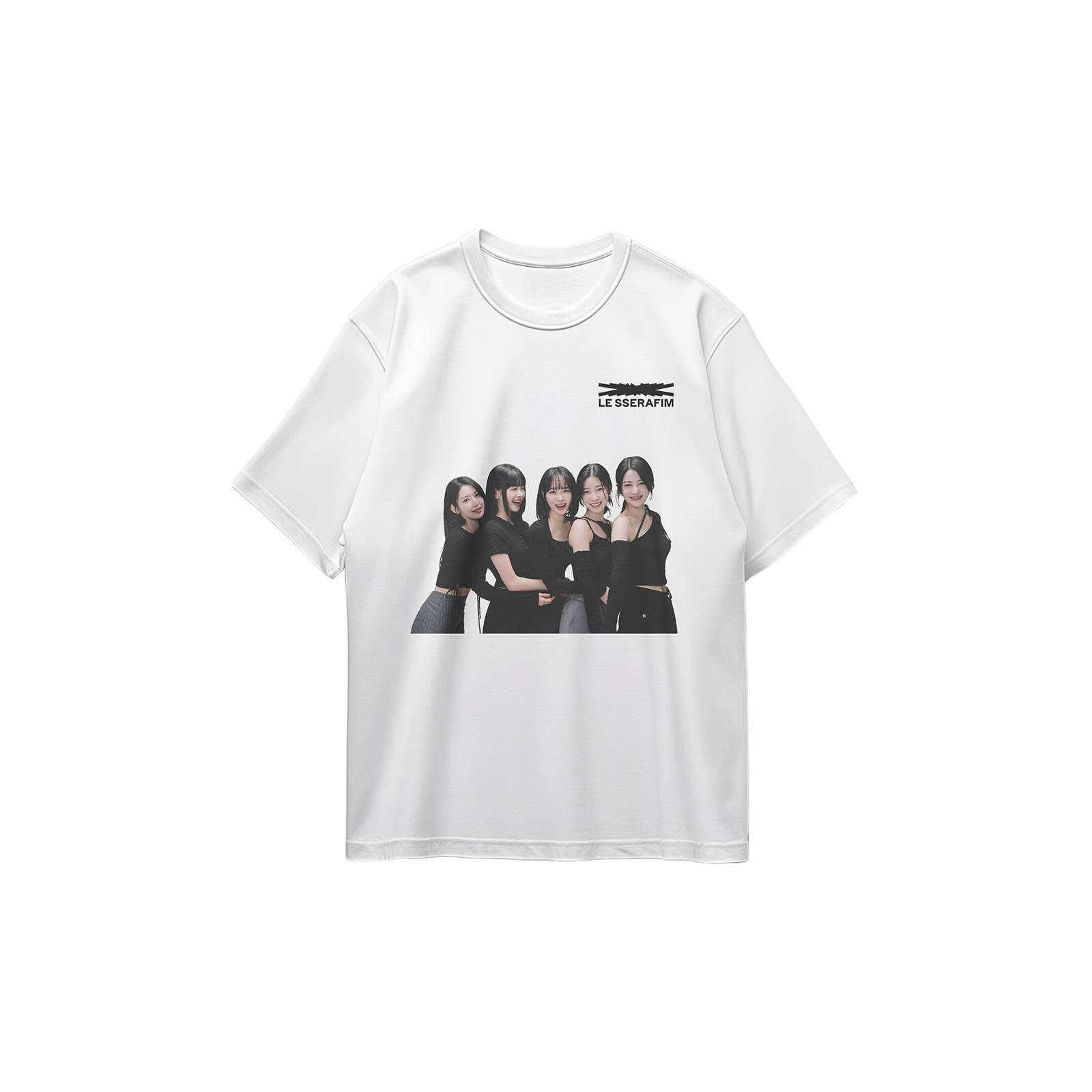 コットン プリント 応援Tシャツ-白【LE SSERAFIM】-B