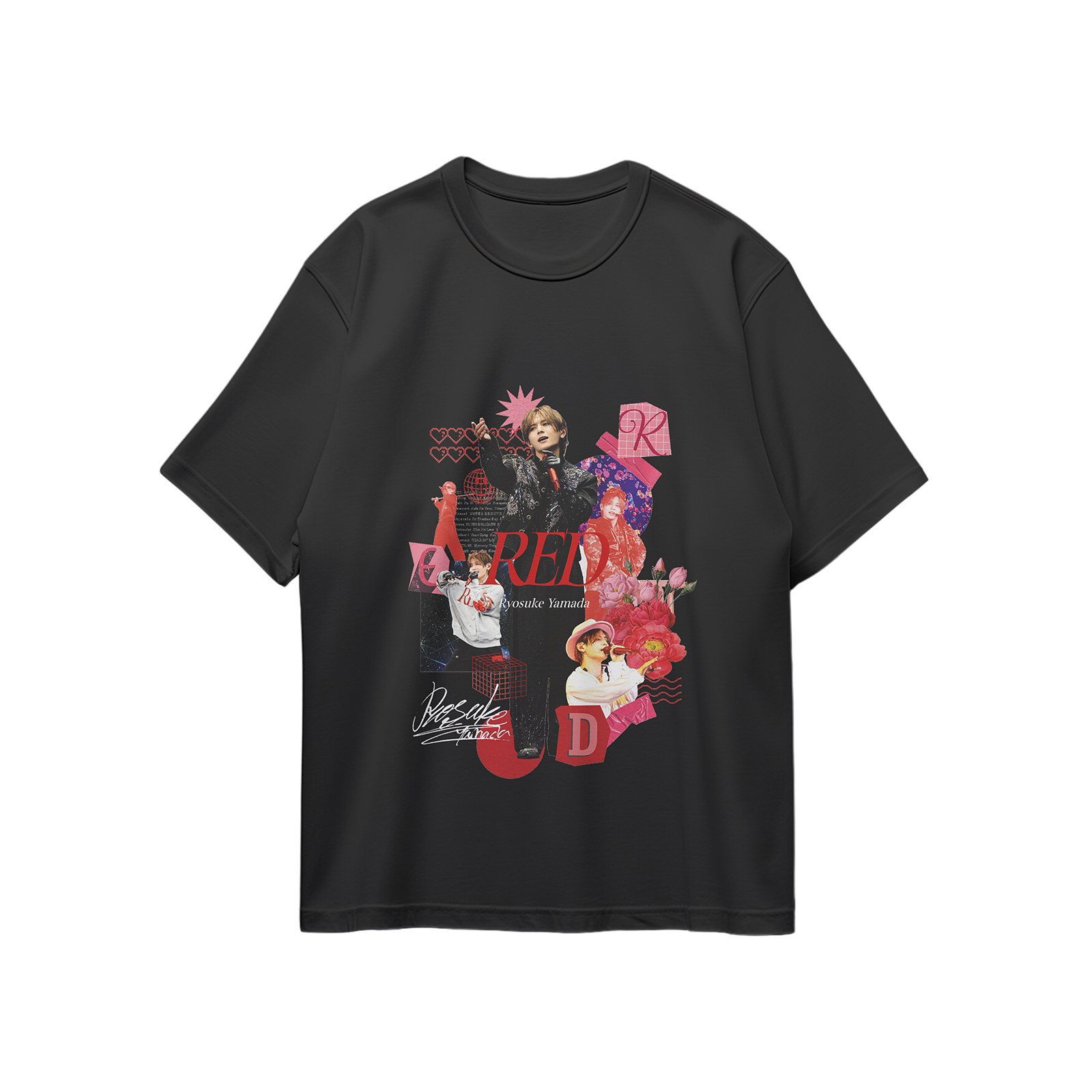 コットン プリント 応援Tシャツ-黒【山田涼介Ryosuke Yamada/Hey!Say!Jump/MAGIC MUSIC】-B