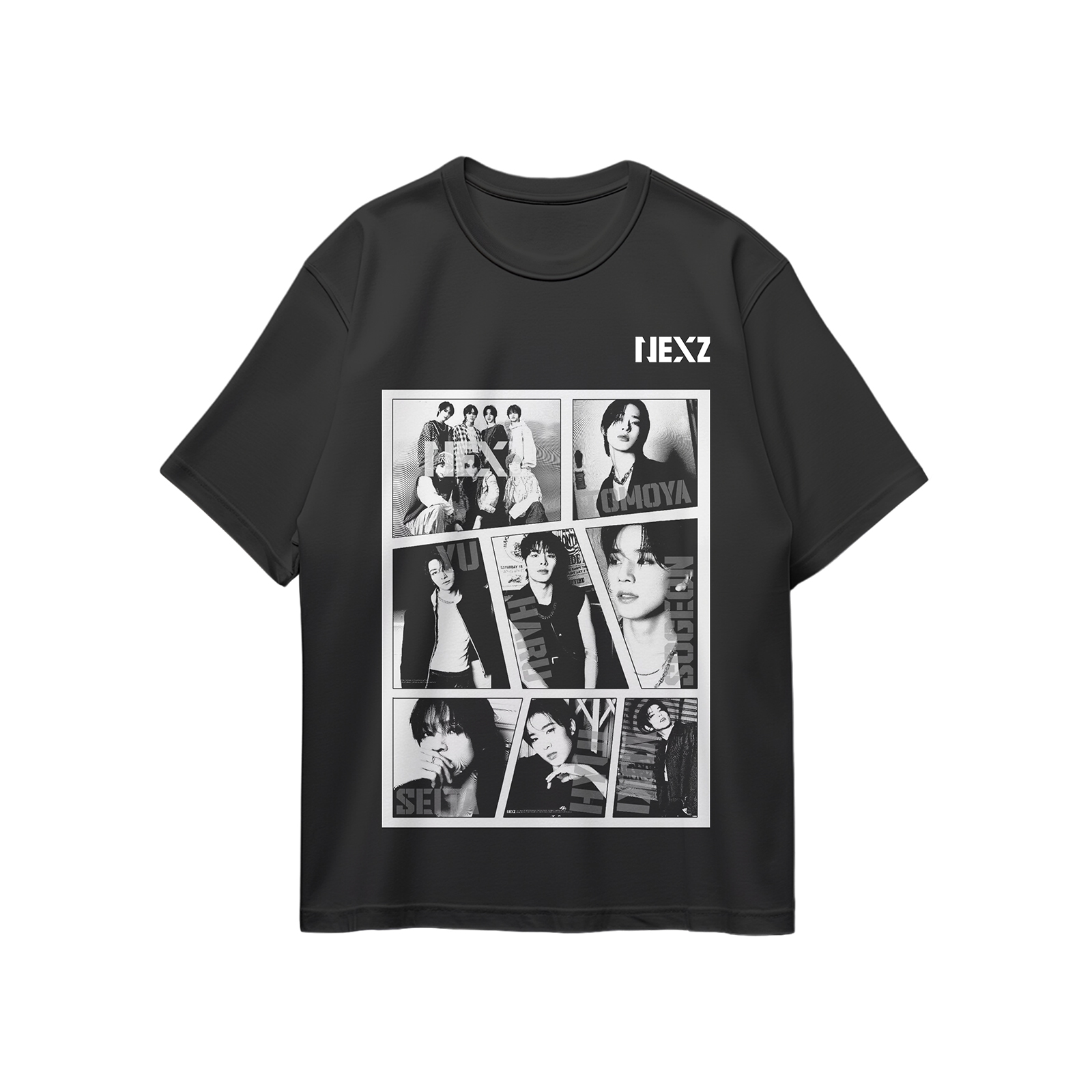 コットン プリント 応援Tシャツ-黒【NEXZ/Mmchk】