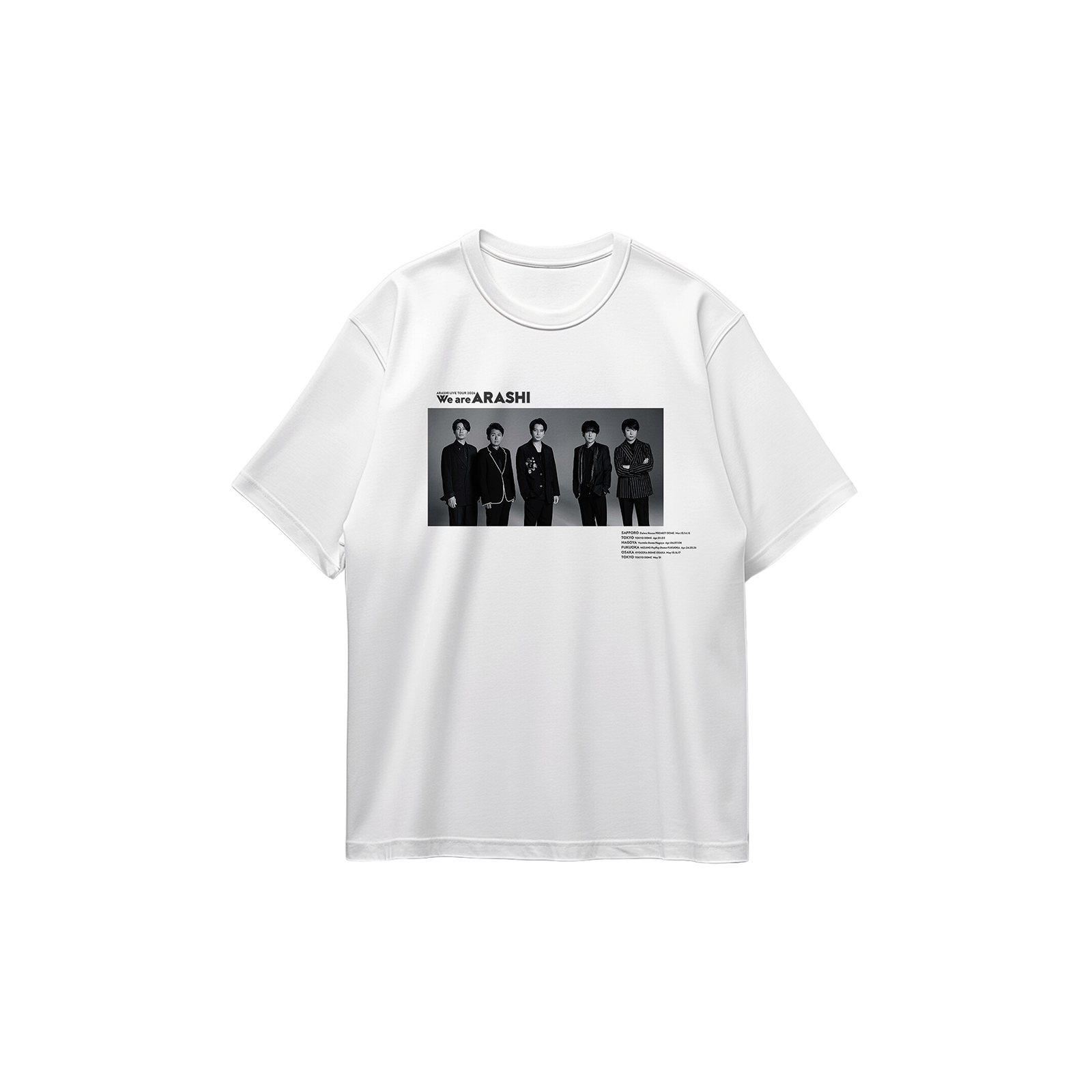 コットン プリント 応援Tシャツ-白【嵐ARASHI/FIVE】-D