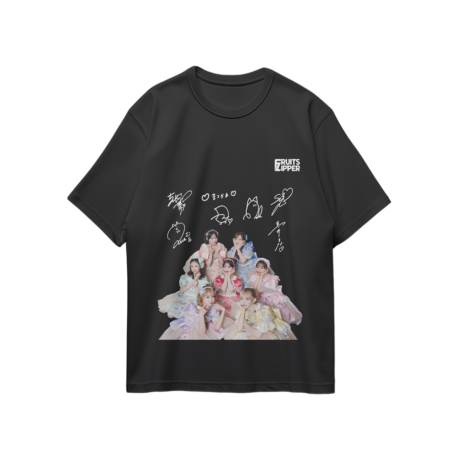 コットン プリント 応援Tシャツ-黒【FRUITS ZIPPER】