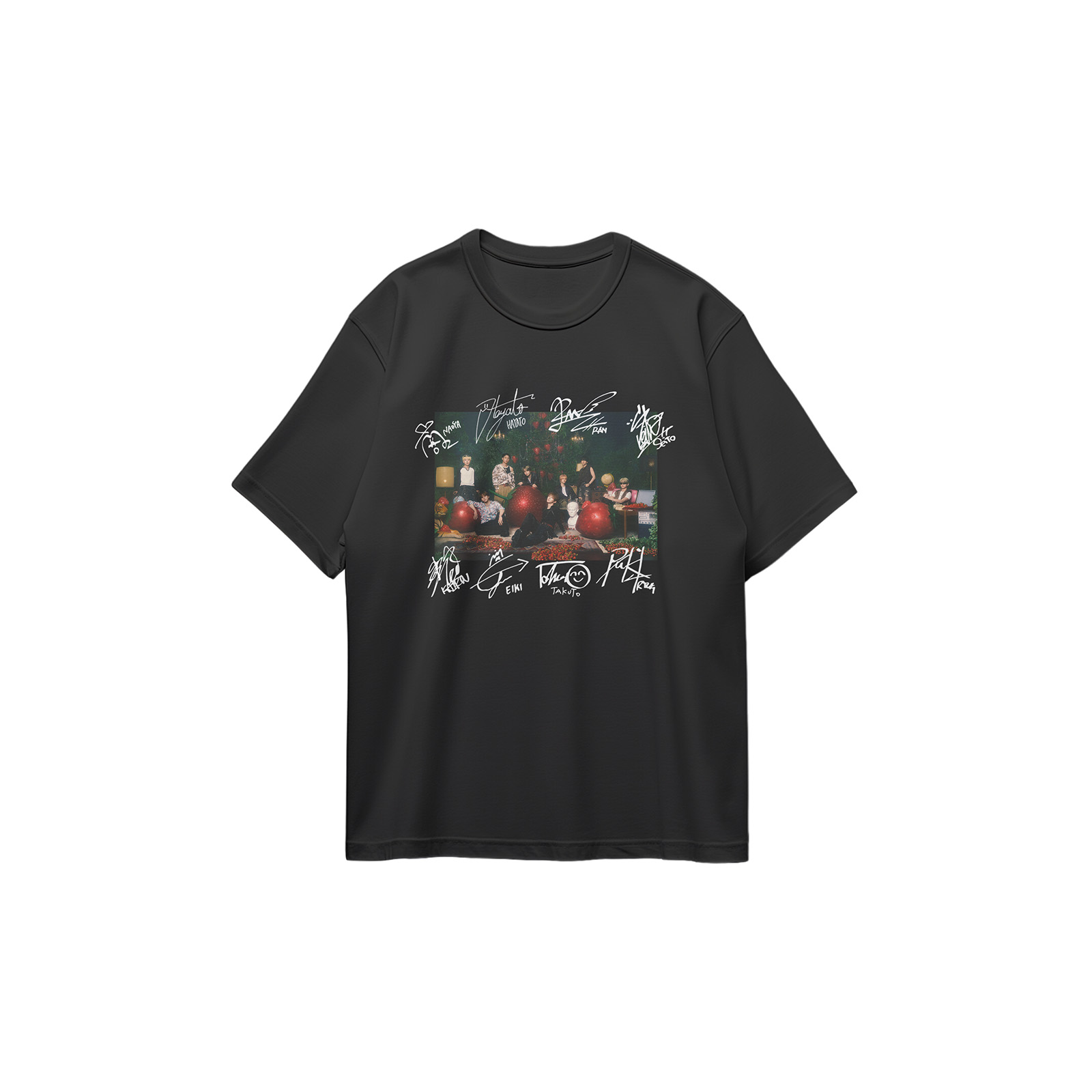 コットン プリント 応援Tシャツ-黒【MAZZEL/So Strawberry】