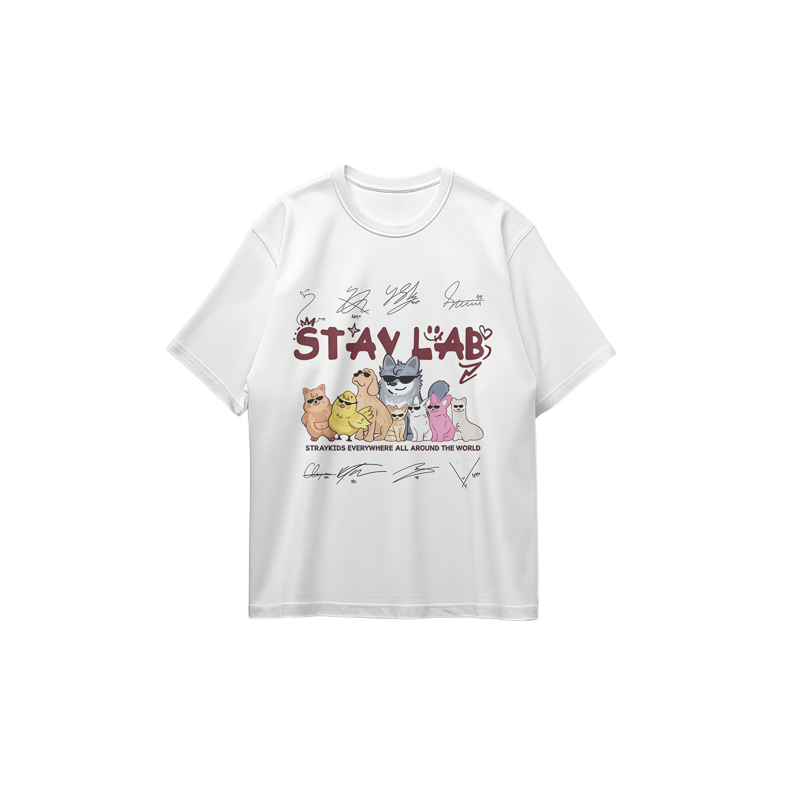 コットン プリント 応援Tシャツ-白【Stray Kids/RUN IT】