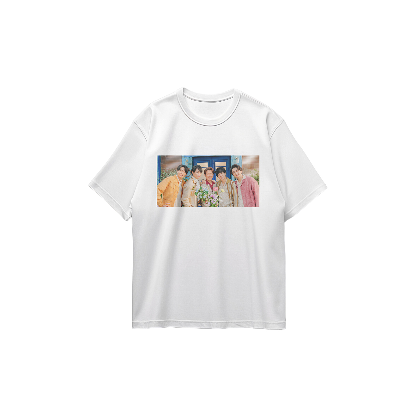 コットン プリント 応援Tシャツ-白【嵐ARASHI/FIVE】-E