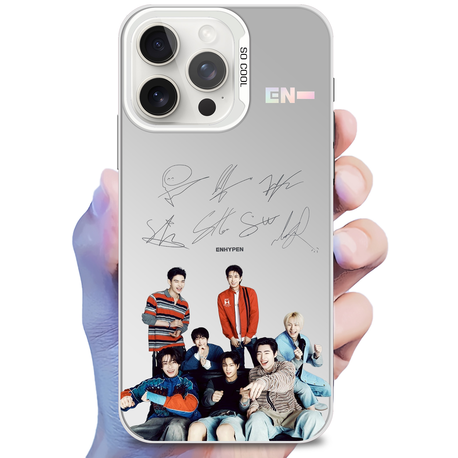レーザーグラデーションスマートフォンケース-銀【‌ENHYPEN】-YITOTO™推し活がもっと楽しくなる