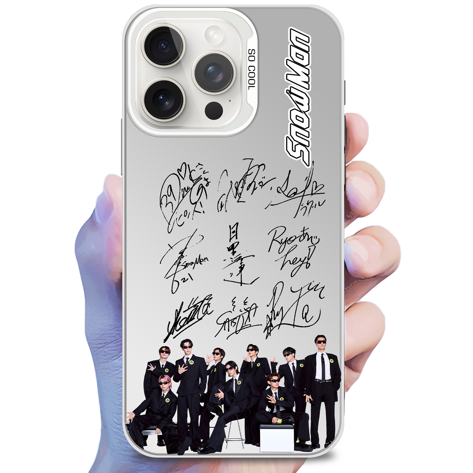 レーザーグラデーションスマートフォンケース-銀【SnowMan】