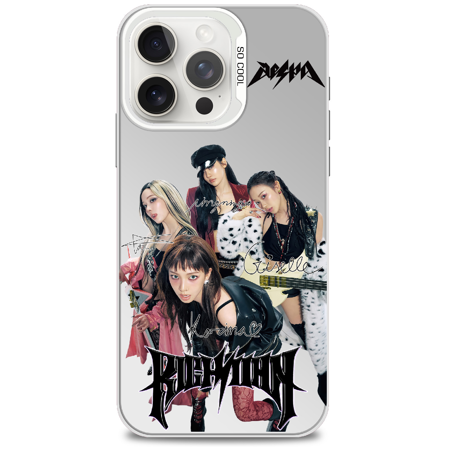 レーザーグラデーションスマートフォンケース-銀【Aespa/Rich Man】