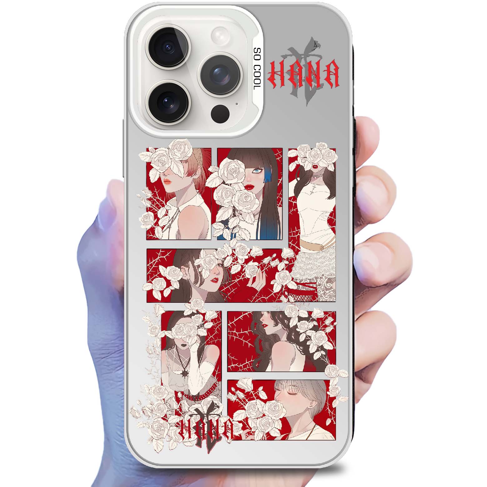 レーザーグラデーションスマートフォンケース-銀【HANA/My Body】