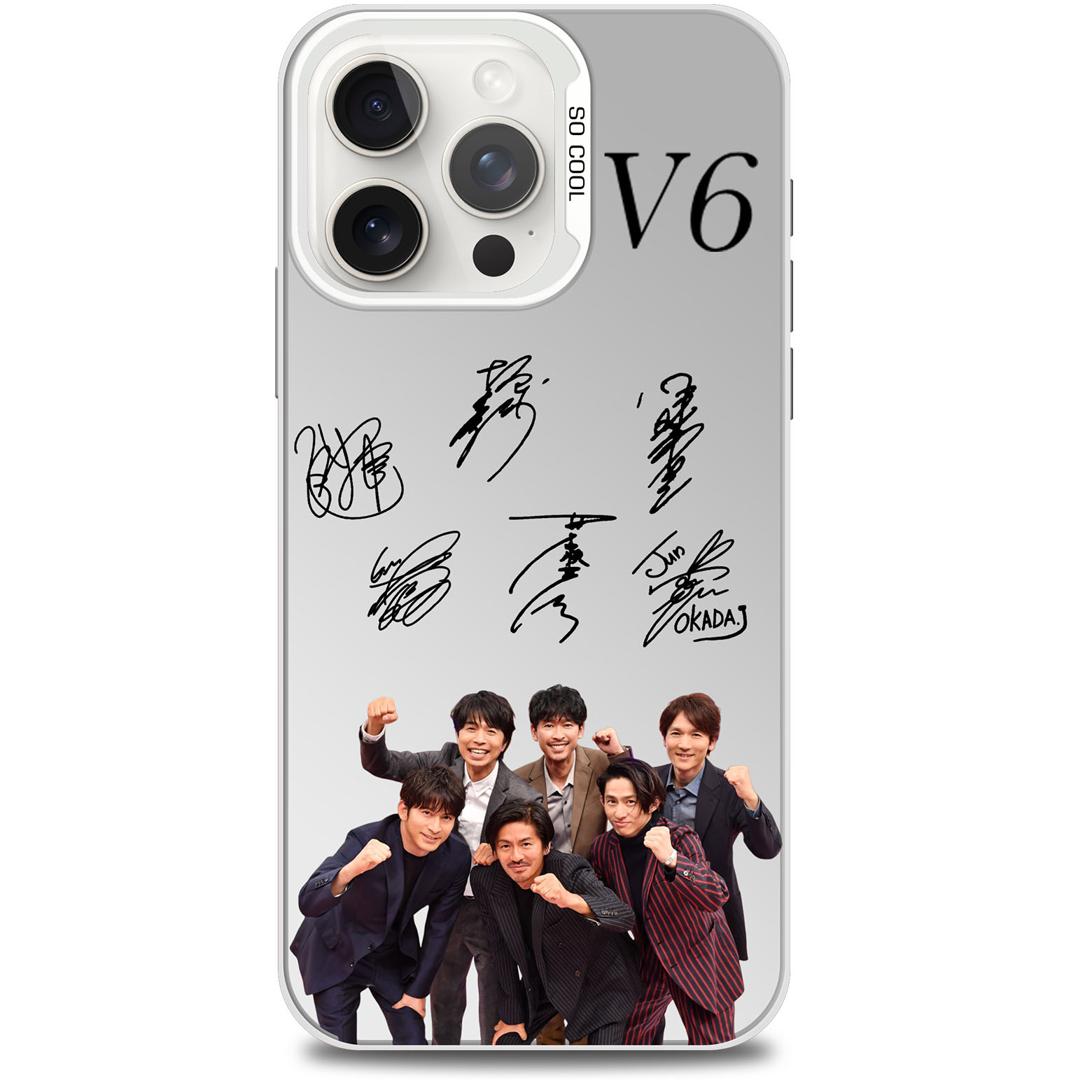 ミラースマホケース-銀【V6】