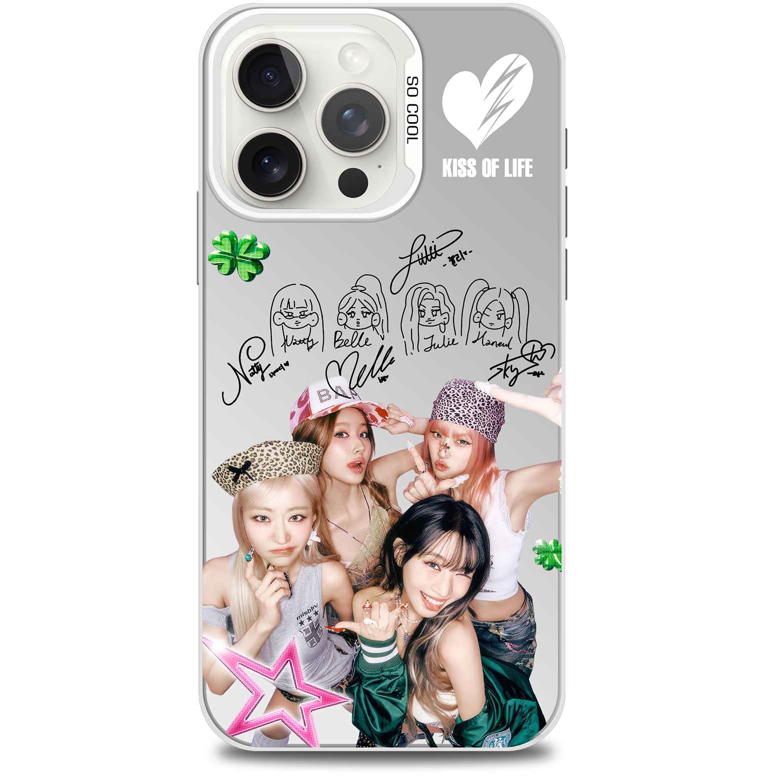 ミラースマホケース-銀【KISS OF LIFE】