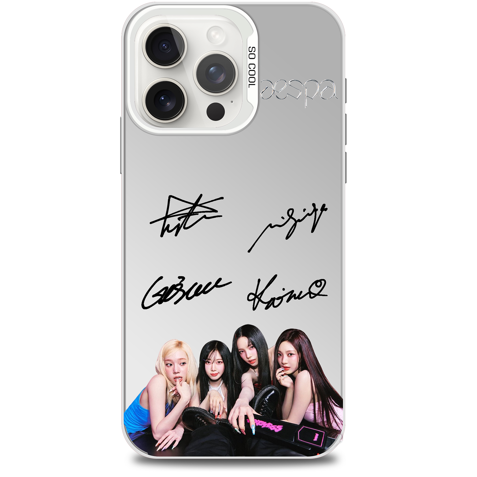 ミラースマホケース-銀【aespa】