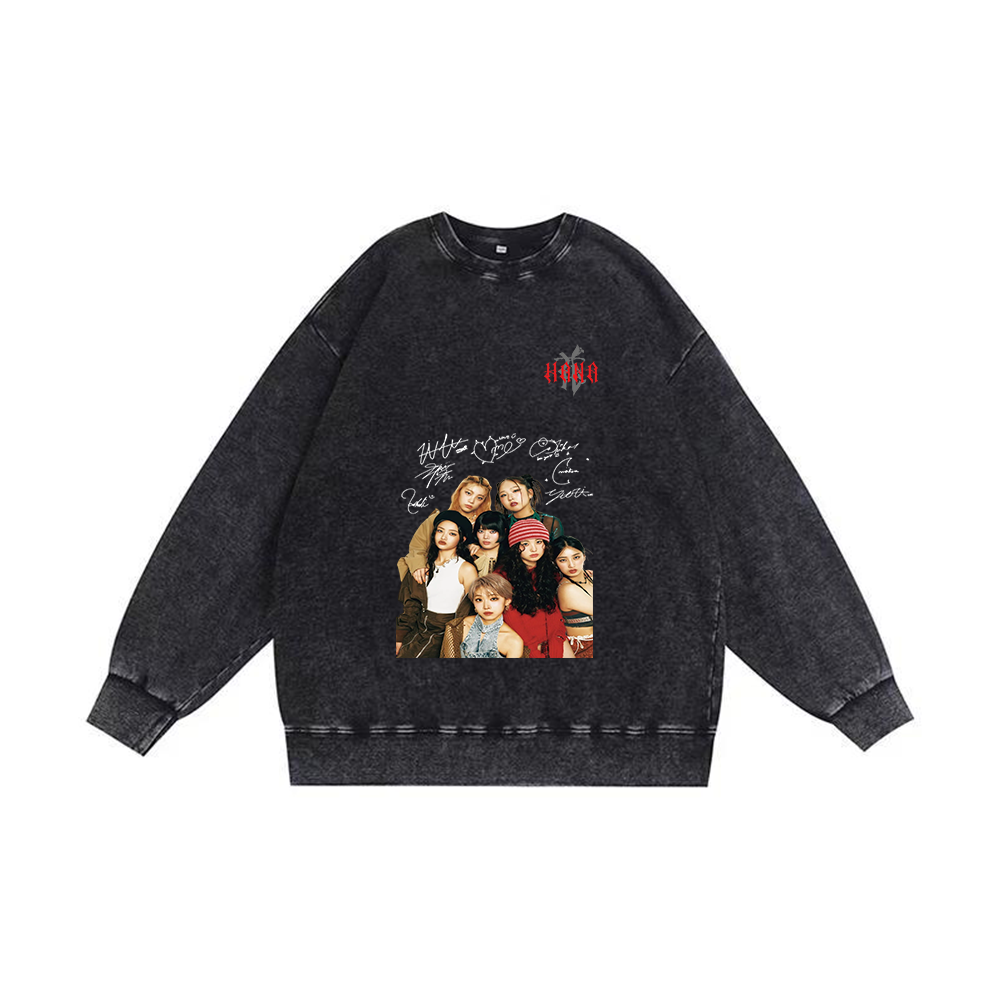 半袖・長袖 厚手エイジング加工Tシャツ／スウェット【HANA】-Z