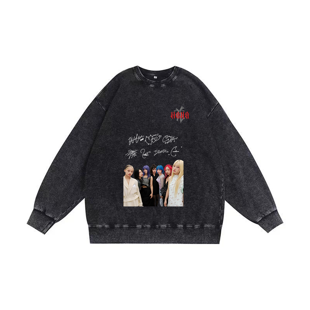 半袖・長袖 厚手エイジング加工Tシャツ／スウェット【HANA】-Y