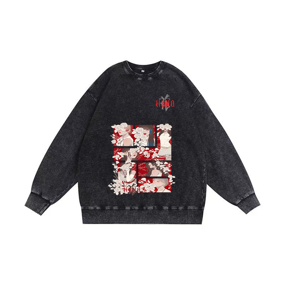 半袖・長袖 厚手エイジング加工Tシャツ／スウェット【HANA】-x