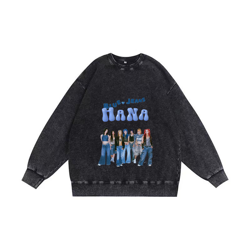 半袖・長袖 厚手エイジング加工Tシャツ／スウェット【HANA】-V