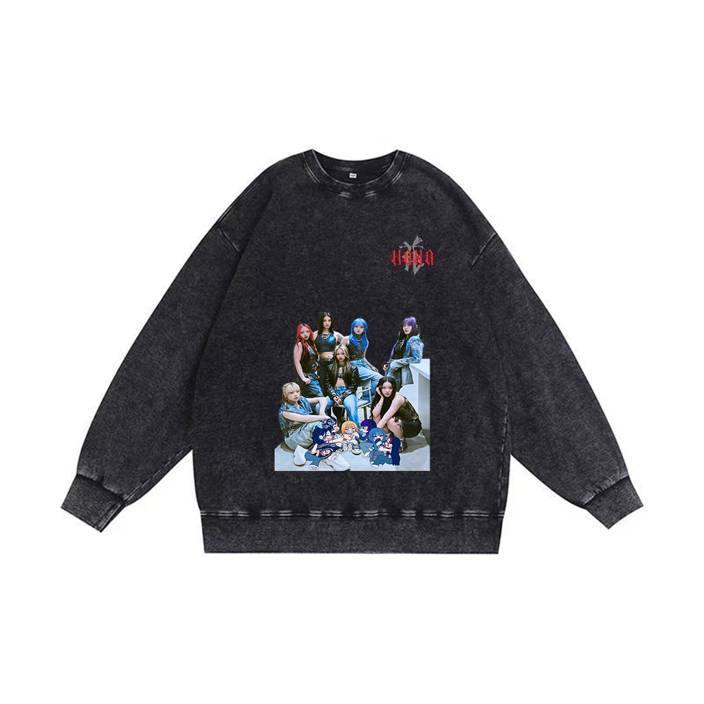 半袖・長袖 厚手エイジング加工Tシャツ／スウェット【HANA】-o