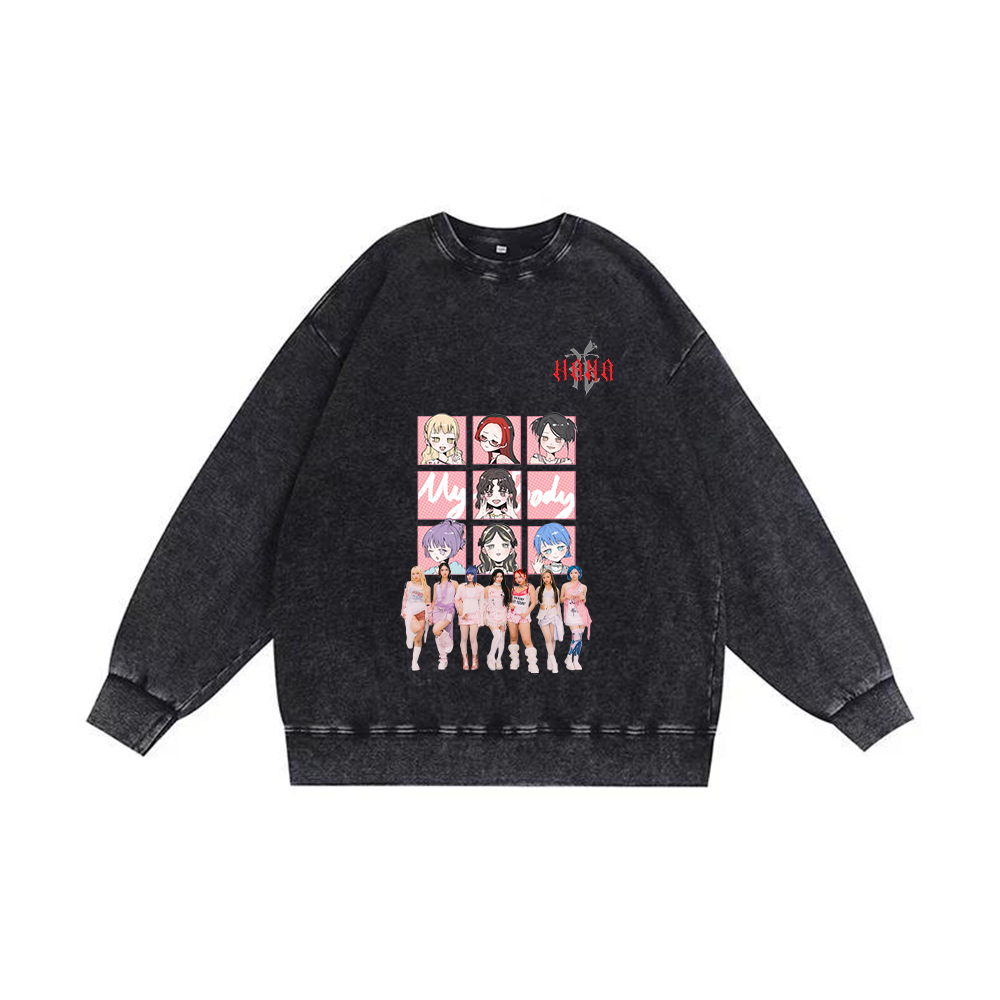 半袖・長袖 厚手エイジング加工Tシャツ／スウェット【HANA/My Boby】-u