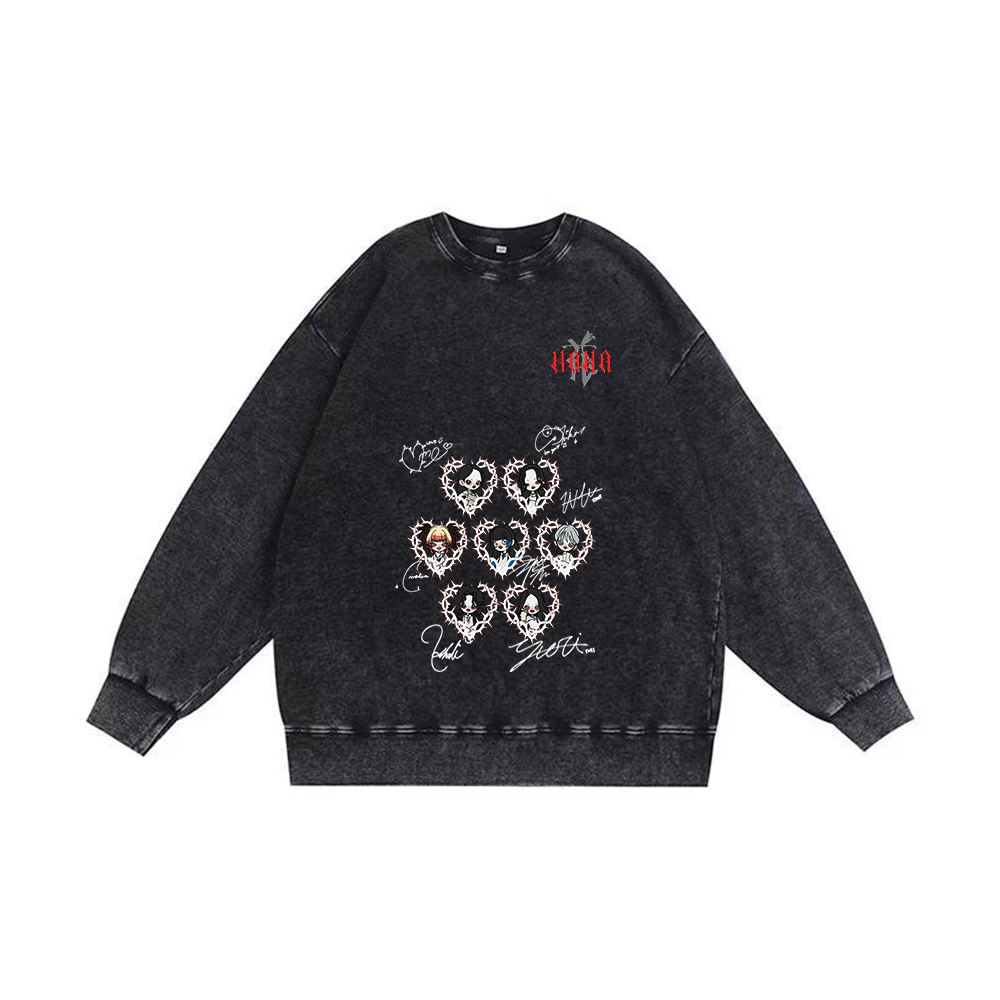 半袖・長袖 厚手エイジング加工Tシャツ／スウェット【HANA/ROSE】-T