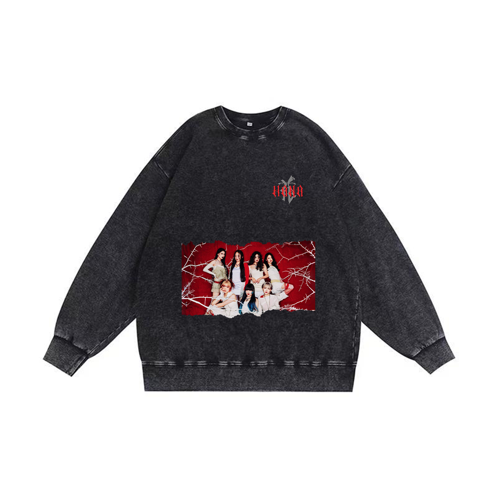 半袖・長袖 厚手エイジング加工Tシャツ／スウェット【HANA/ROSE】-R