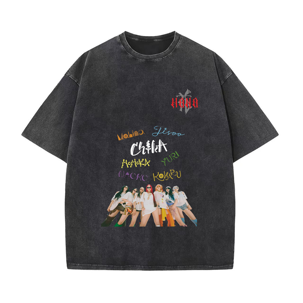 半袖・長袖 厚手エイジング加工Tシャツ／スウェット【HANA/Burning Flower】-Q