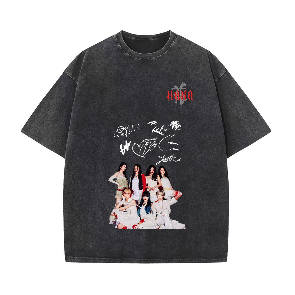 半袖・長袖 厚手エイジング加工Tシャツ／スウェット【HANA/ROSE】-N