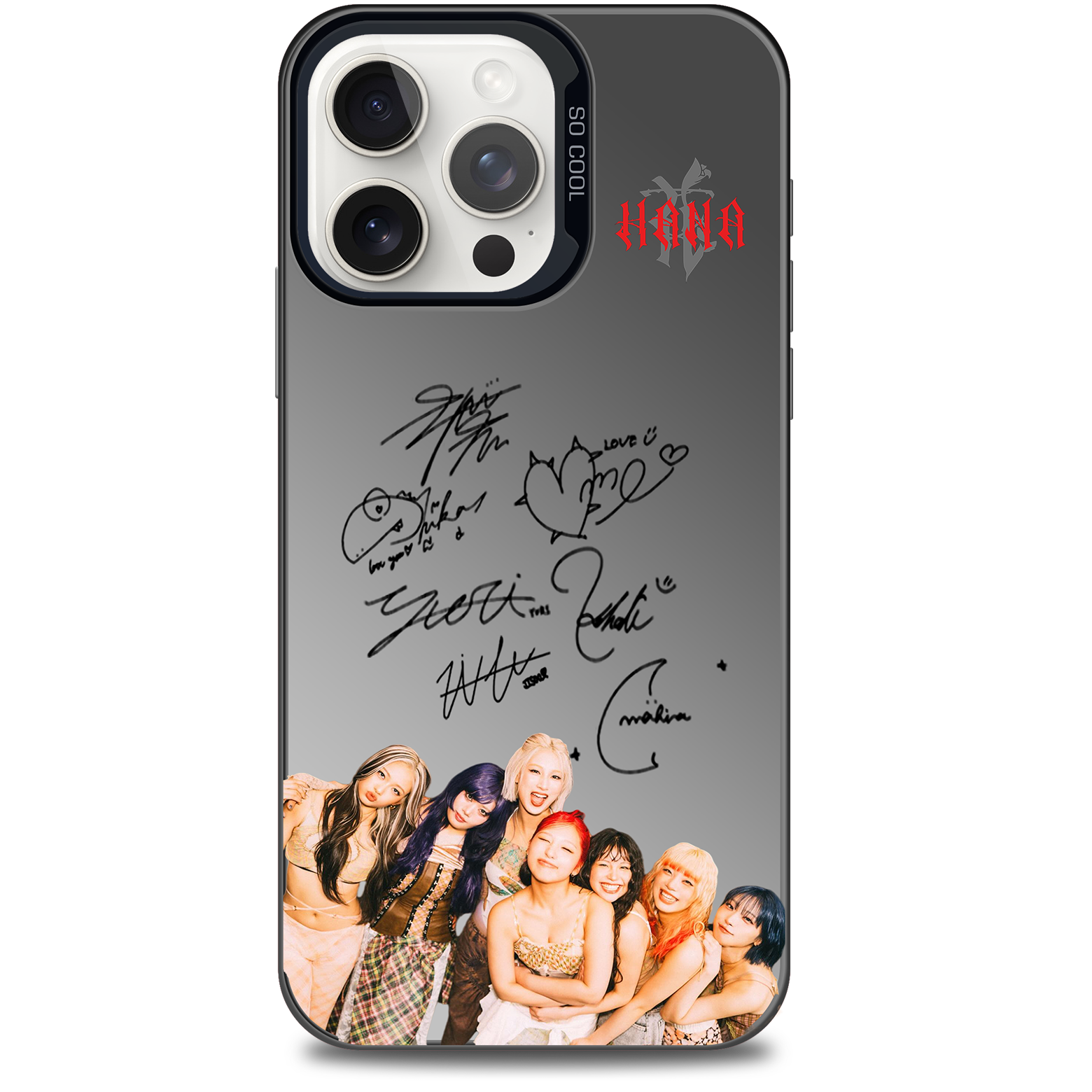 ミラースマホケース-黒【HANA/Bloom】