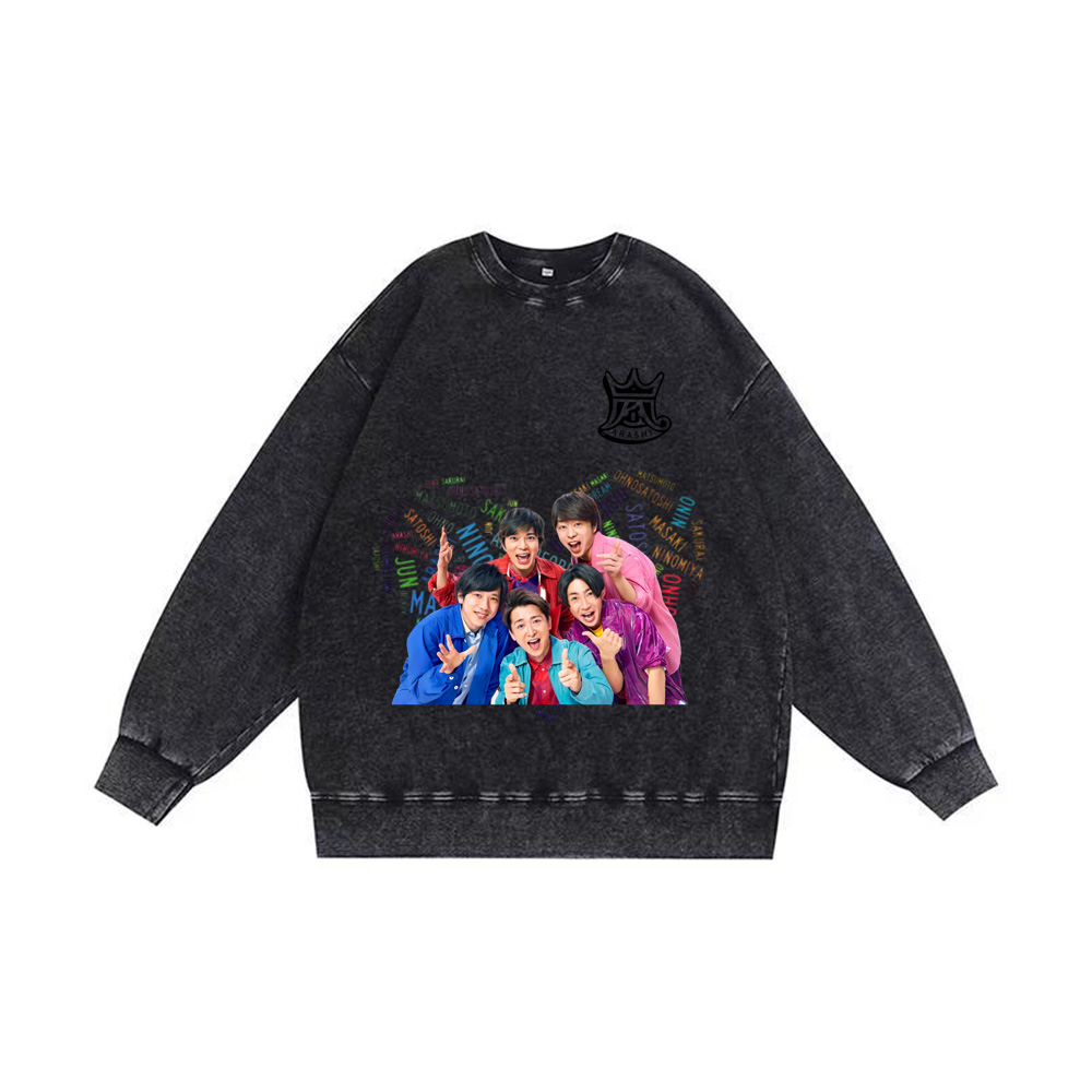 厚手エイジング加工Tシャツ・長袖スウェット【嵐】-B-YITOTO™推し活がもっと楽しくなる