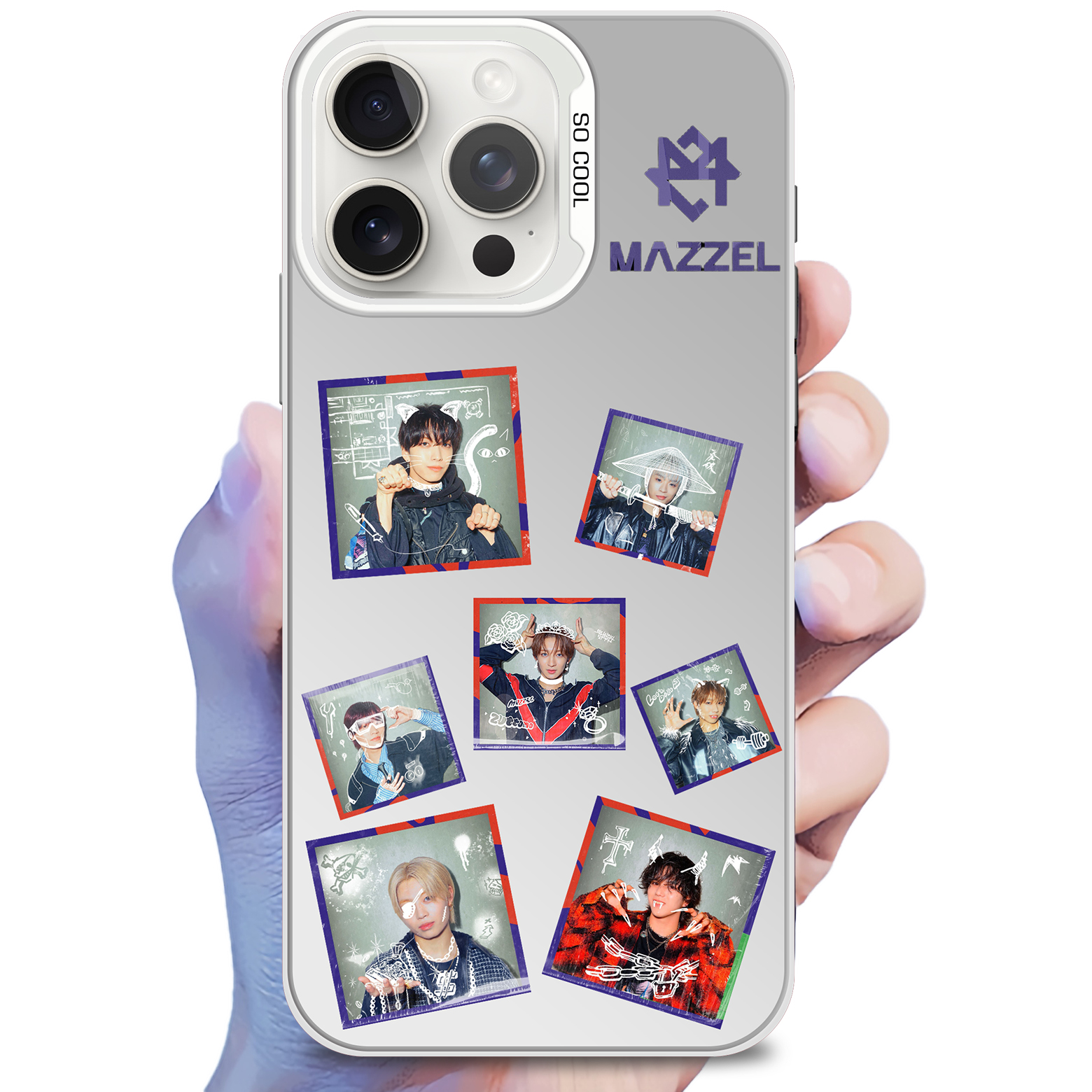 レーザーグラデーションスマートフォンケース-銀【Mazzel/Royal Straight Flush】-YITOTO™推し活がもっと楽しくなる