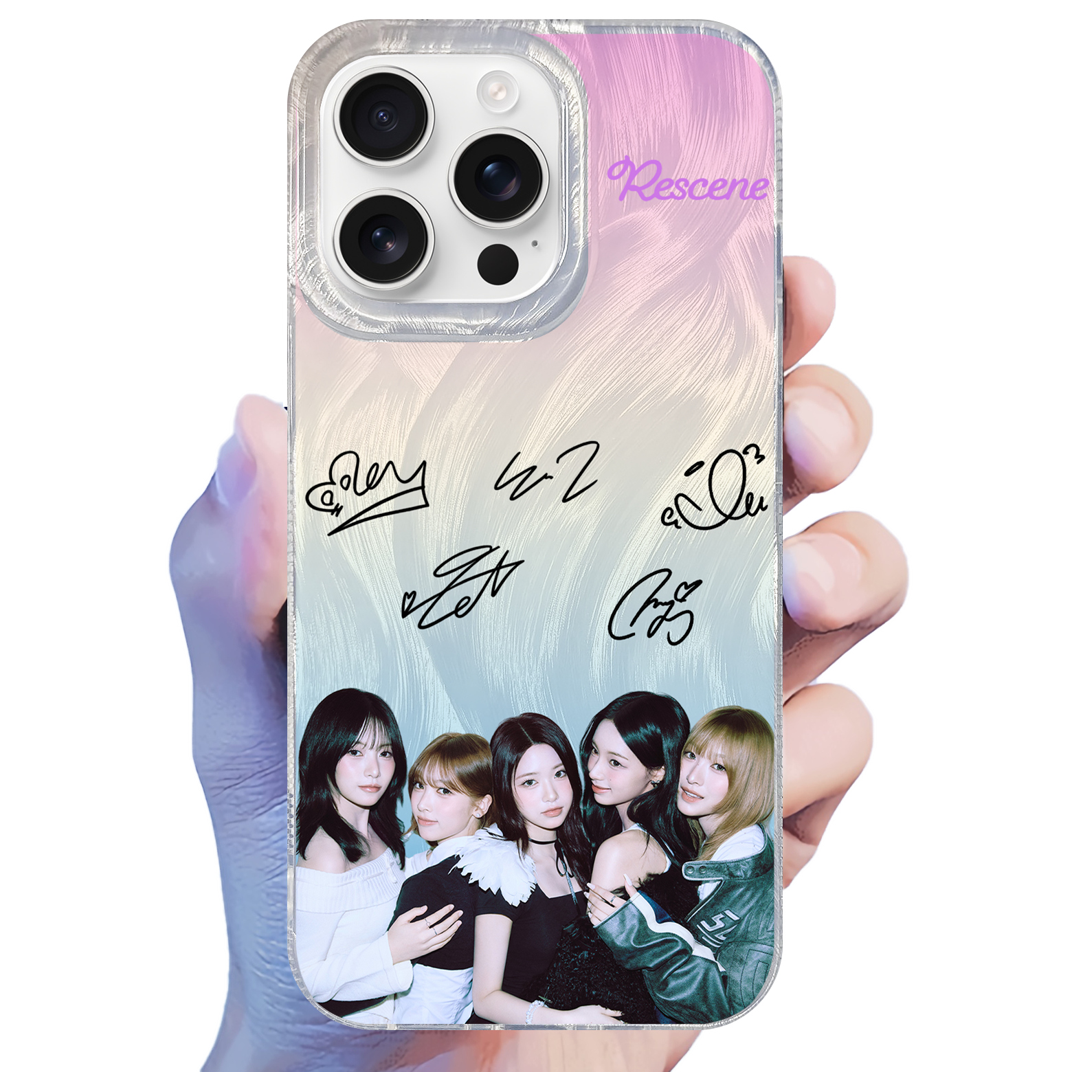 フェザーテクスチャーレーザーグラデーションスマートフォンケース【RESCENE/Heart Drop】