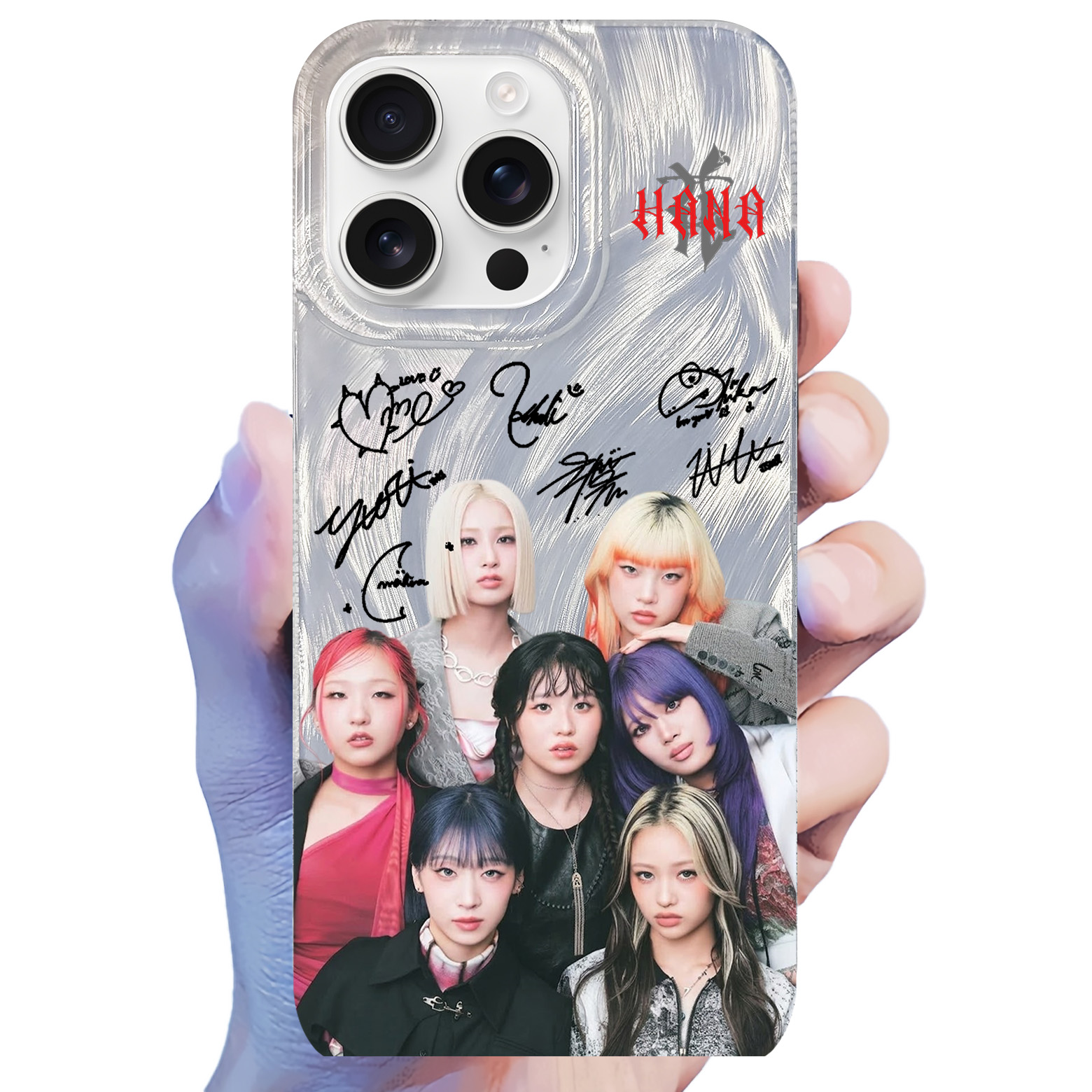 フェザーテクスチャーレーザーグラデーションスマートフォンケース【HANA】