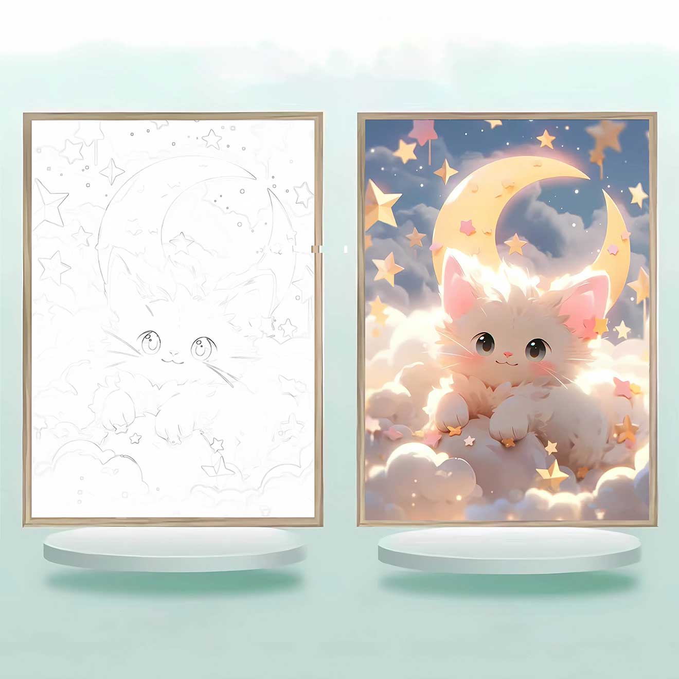 夕暮れの光と影の絵【ネコ匹】