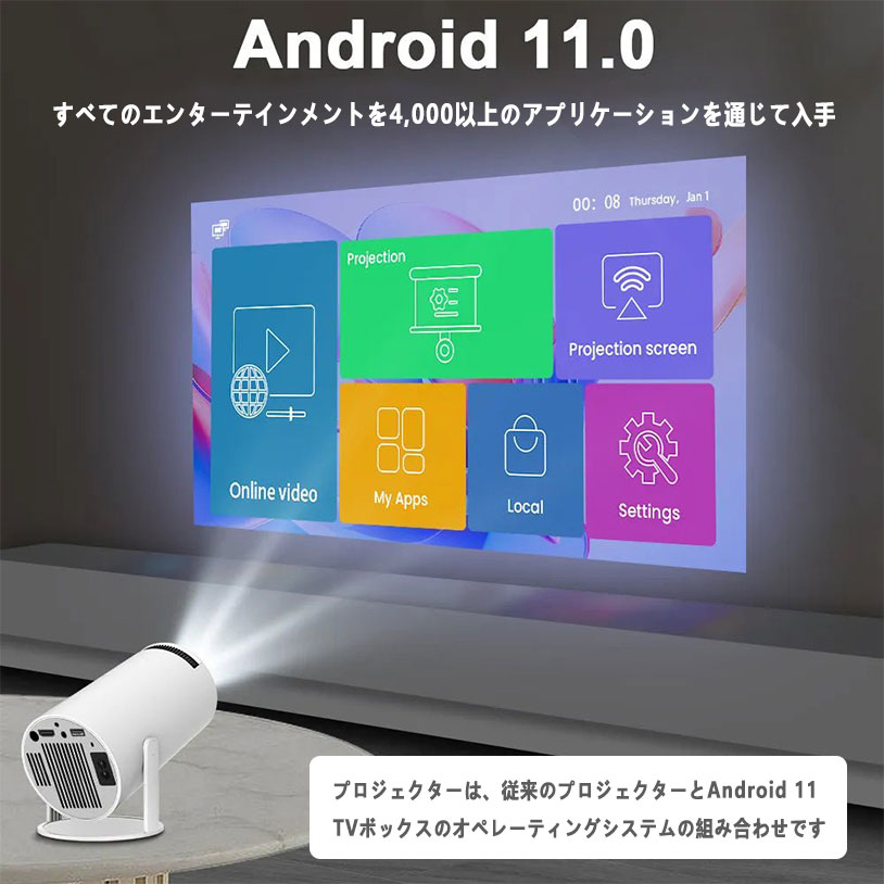 家庭用プロジェクター（Android 11 1280x720p hy300） - プロジェクター