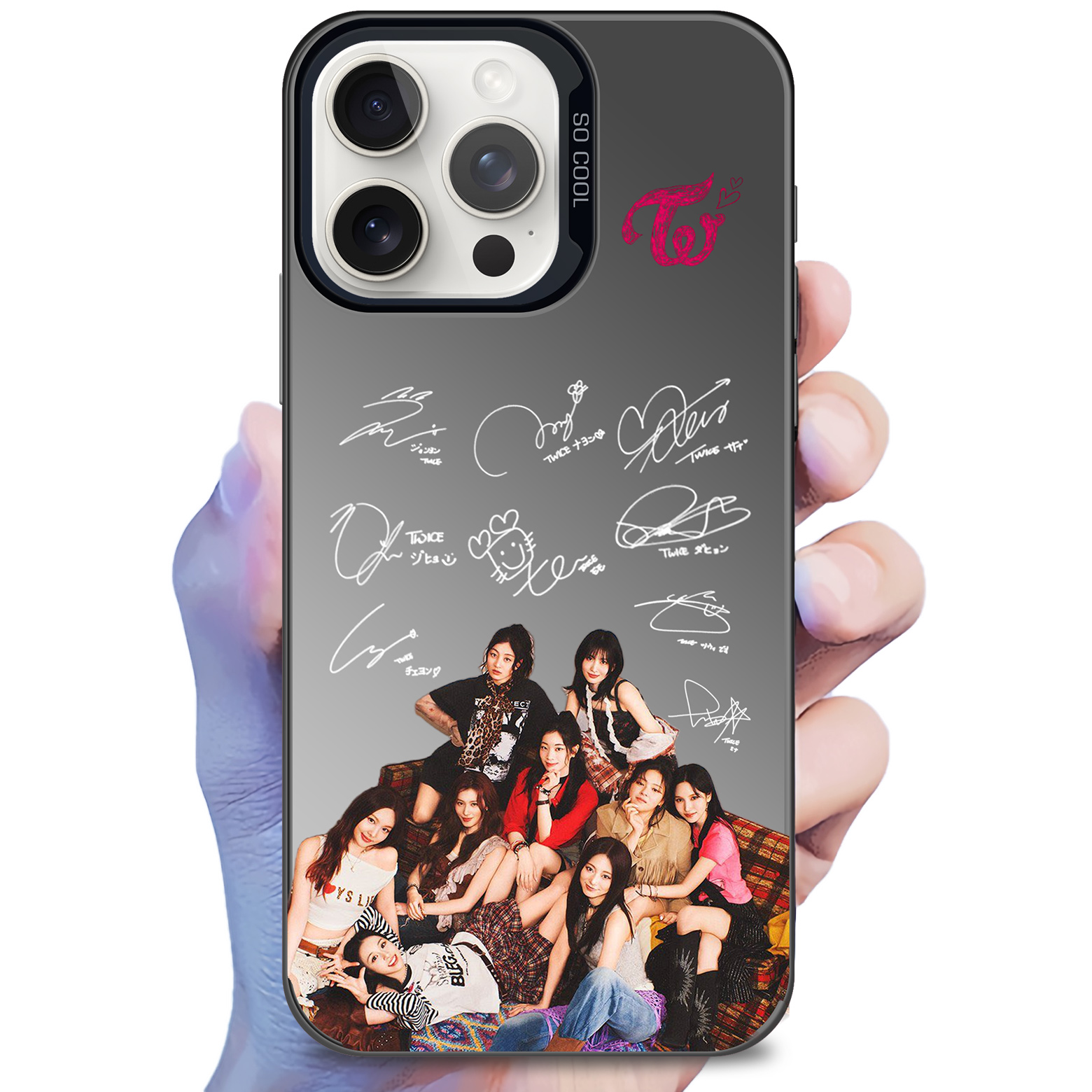 レーザーグラデーションスマートフォンケース-黒【TWICE/ENEMY】