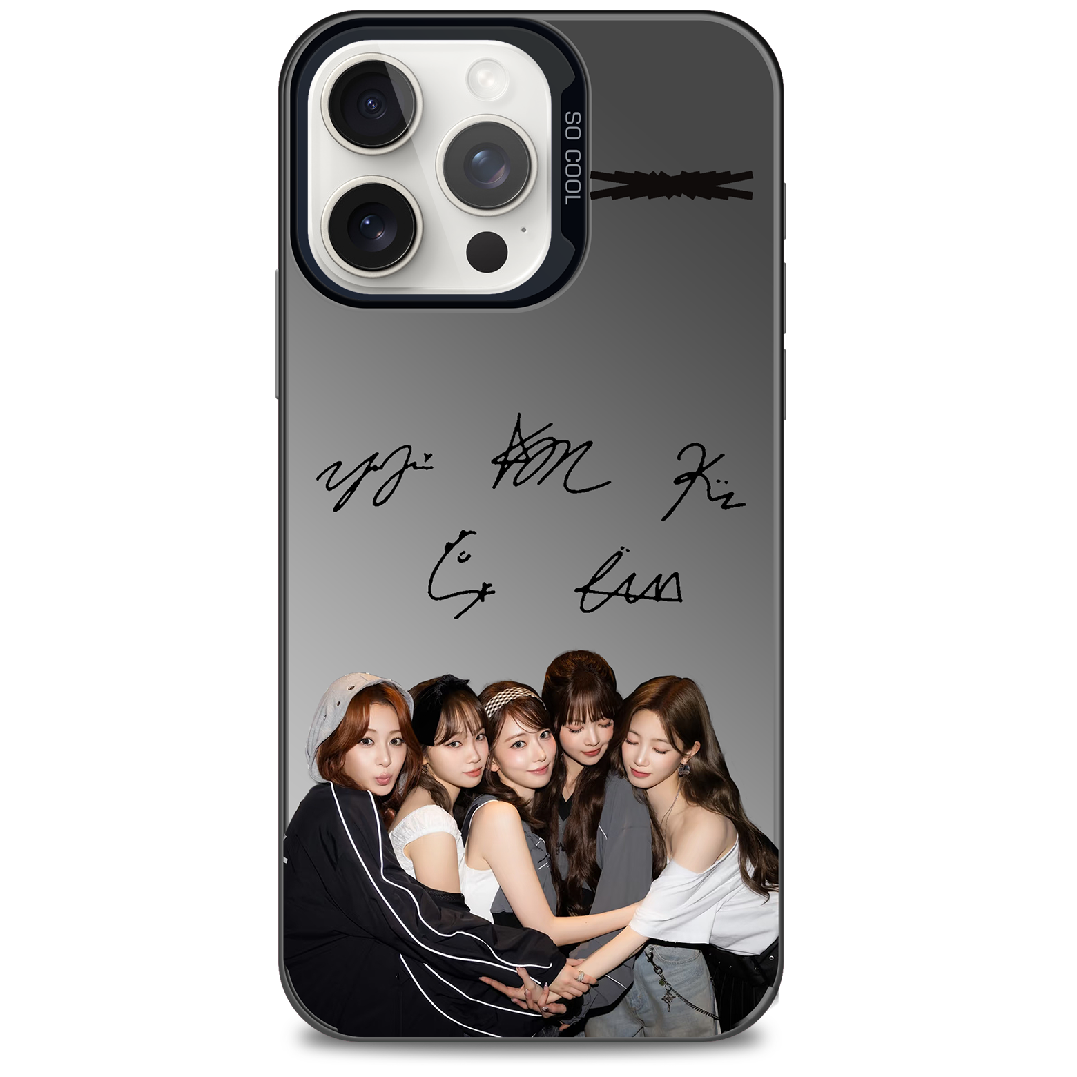 レーザーグラデーションスマートフォンケース-黒【LESSERAFIM/Different】