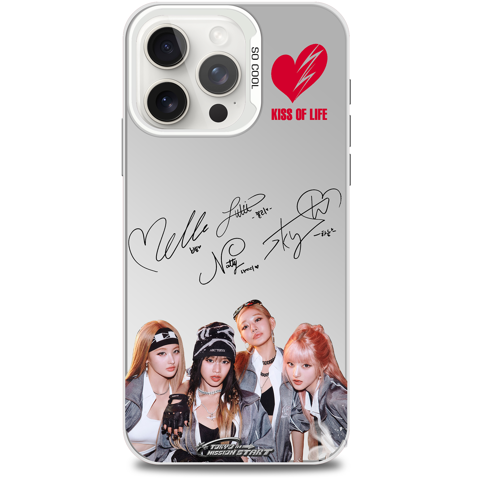 ミラースマホケース-銀【KISS OF LIFE/TOKYO MISSION START】