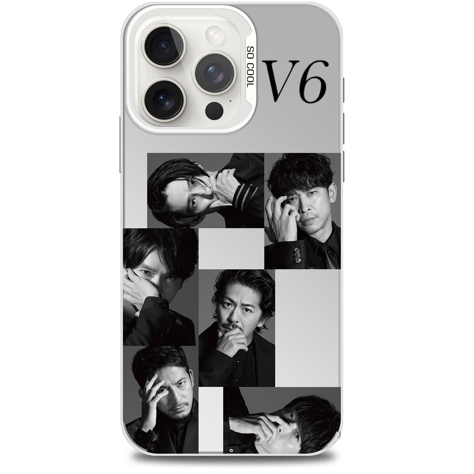 レーザーグラデーションスマートフォンケース-銀【V6/笑顔が好き】