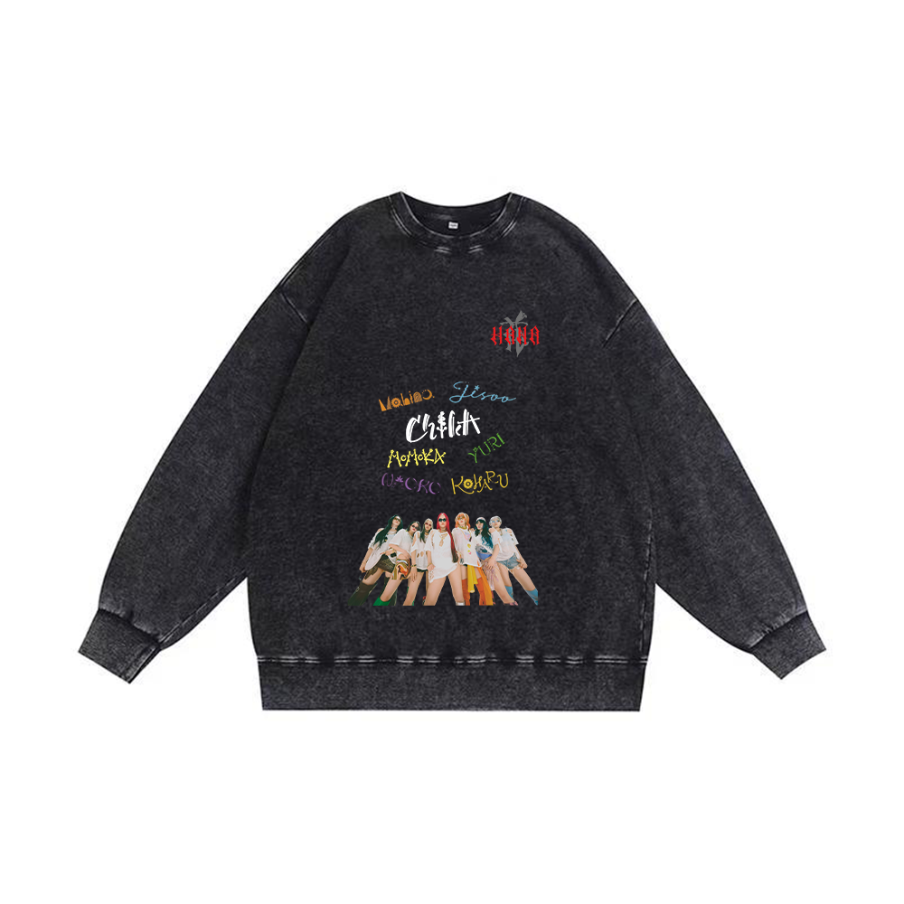 半袖・長袖 厚手エイジング加工Tシャツ／スウェット【HANA/Burning Flower】-Q