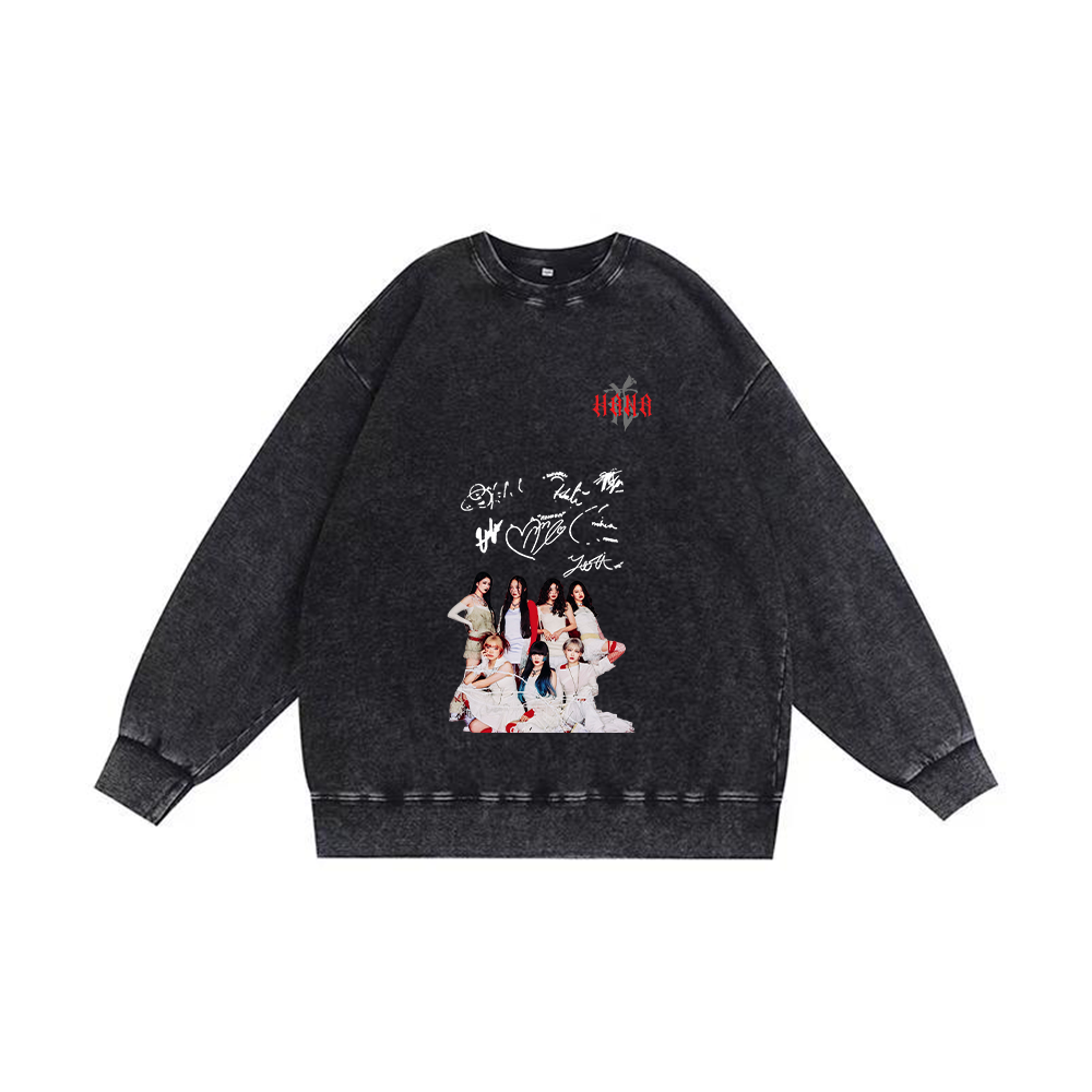 半袖・長袖 厚手エイジング加工Tシャツ／スウェット【HANA/ROSE】-N